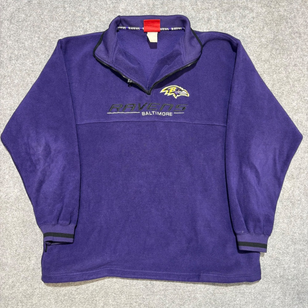 NFL Baltimore Ravens Fleece Pullover Mens Large Purple Quarter Zip Jacket 0743
